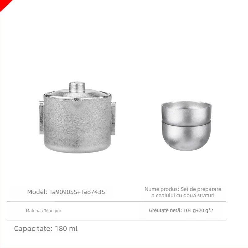 Ceainic Kung Fu portabil, portabil, ușor, din titan pur, pentru exterior, ceainic, ceainic Kung Fu, ceainic de călătorie, ceainic de camping, ceainic de ceai Kung Fu, ceainic de ceai în aer liber ...