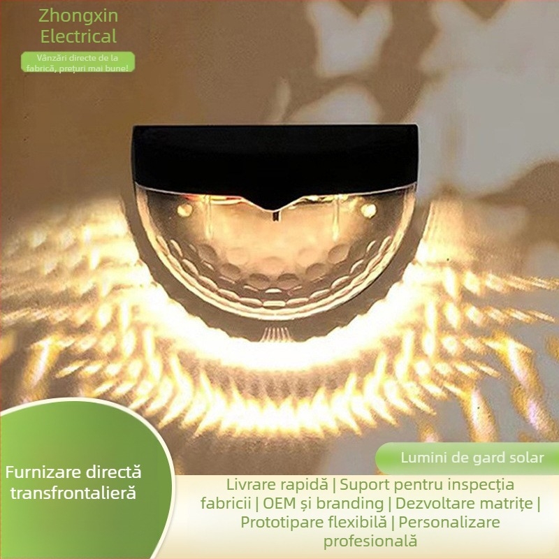 Lampă solară Amazon, lampă de perete cu LED, semicirculară, lumină de atmosferă pentru grădină, lumină solară pentru gardul piscinei, lampă de grădină