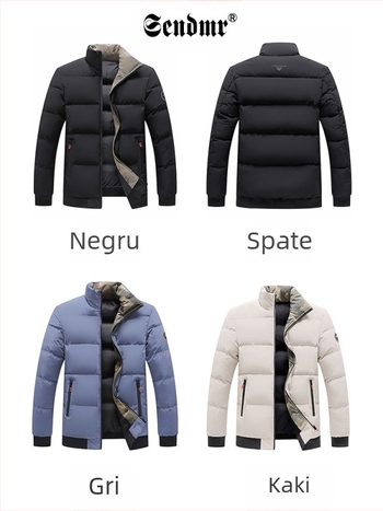 Jachetă căptușită cu bumbac, cu guler vertical, caldă, pentru bărbați, toamnă și iarnă, nouă, lejeră, asortată, casual, jachetă pentru bărbați, jachetă căptușită cu puf, jachetă căptușită cu bumbac, transfrontalieră