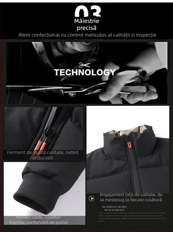 Jachetă căptușită cu bumbac, cu guler vertical, caldă, pentru bărbați, toamnă și iarnă, nouă, lejeră, asortată, casual, jachetă pentru bărbați, jachetă căptușită cu puf, jachetă căptușită cu bumbac, transfrontalieră