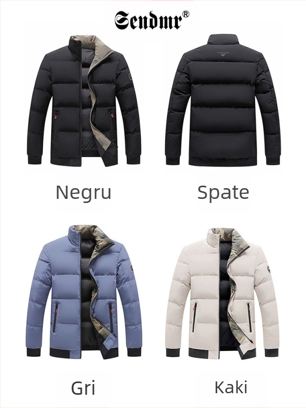 Jachetă căptușită cu bumbac, cu guler vertical, caldă, pentru bărbați, toamnă și iarnă, nouă, lejeră, asortată, casual, jachetă pentru bărbați, jachetă căptușită cu puf, jachetă căptușită cu bumbac, transfrontalieră