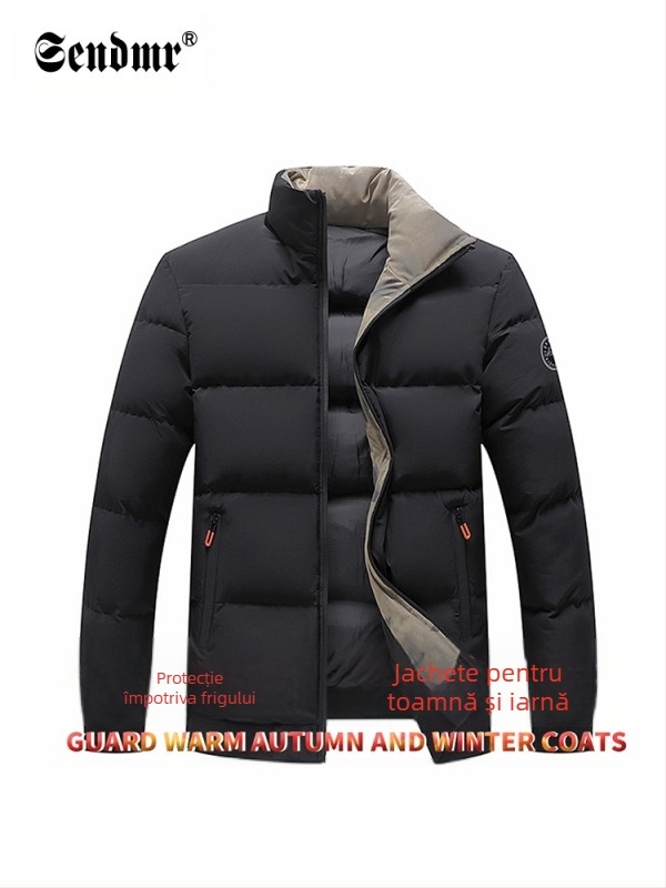 Jachetă căptușită cu bumbac, cu guler vertical, caldă, pentru bărbați, toamnă și iarnă, nouă, lejeră, asortată, casual, jachetă pentru bărbați, jachetă căptușită cu puf, jachetă căptușită cu bumbac, transfrontalieră