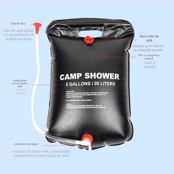 Sac de apă solară în aer liber Camping portabil baie baie caldă sac călătorie Camping capacitate mare pliabilă sac de stocare a apei