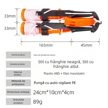 Con de gheață salvator de vieți pentru iarnă, cu fluier salvator, echipament de cățărare pe gheață, echipament de spargere a gheții, daltă portocalie-roșie, en-gros