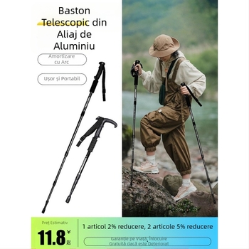 Alpinism baston telescopic pliabil din carbon, baston profesional în aer liber, drumeții, alpinism, echipament anti-alunecare, cârjă