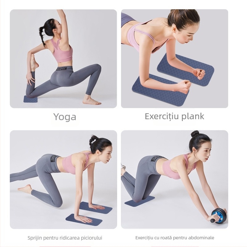 Saltea de yoga dreptunghiulară, suport plat, cotieră, saltea de yoga sport portabilă, saltea de yoga TPE, genunchiere