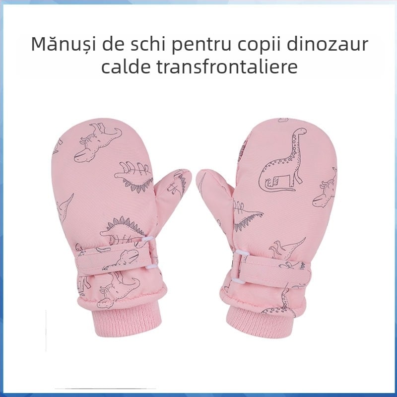 Mănuși de iarnă pentru copii, impermeabile, cu căptușeală din fleece, îngroșate, pentru băieți și fete