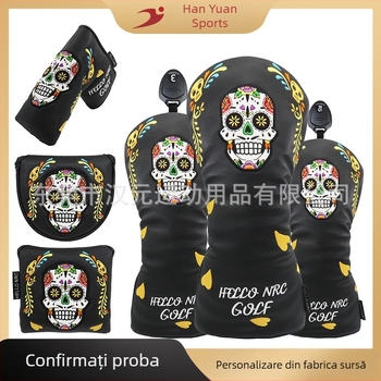 Husă pentru club de golf, husă pentru stâlp, costum de stâlp din lemn, husă pentru stâlp de împingere cu craniu, en-gros, comerț electronic transfrontalier, producători noi