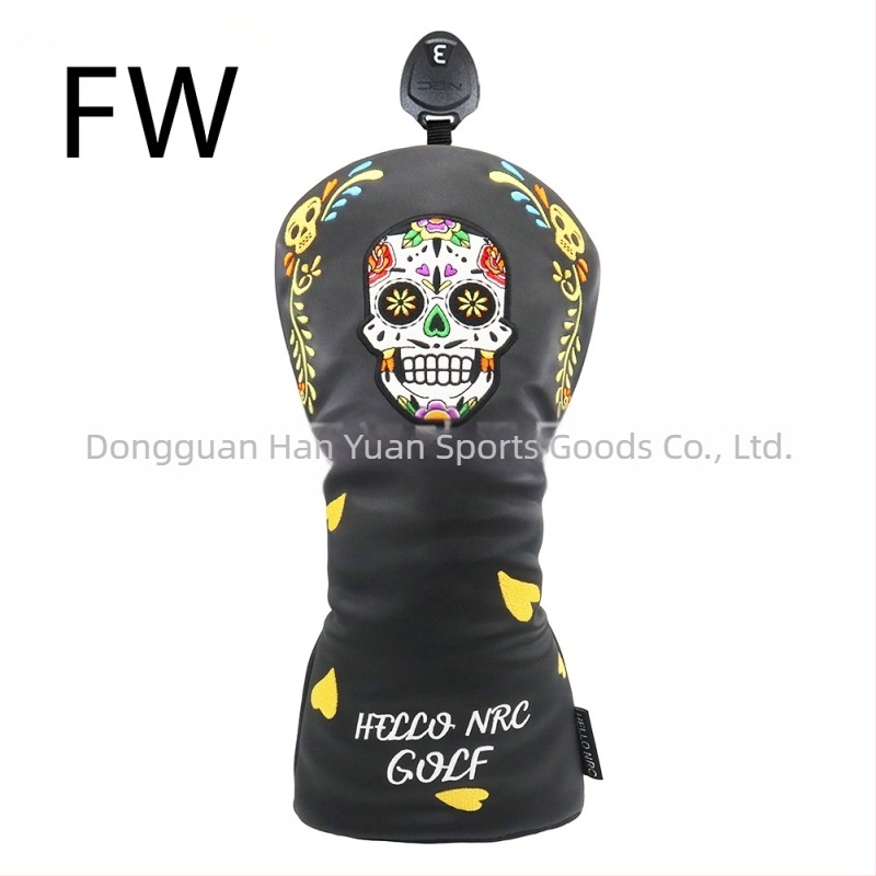 Husă pentru club de golf, husă pentru stâlp, costum de stâlp din lemn, husă pentru stâlp de împingere cu craniu, en-gros, comerț electronic transfrontalier, producători noi