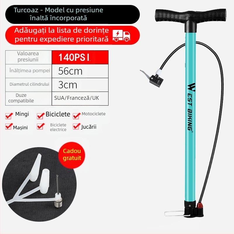 Pompă de înaltă presiune West Rider pentru biciclete de munte, acasă, portabilă, pentru mașini de baschet, cu baterie, pentru mașini și motociclete