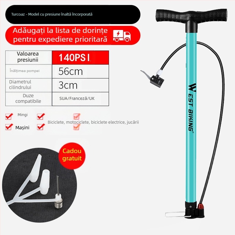 Pompă de înaltă presiune West Rider pentru biciclete de munte, acasă, portabilă, pentru mașini de baschet, cu baterie, pentru mașini și motociclete