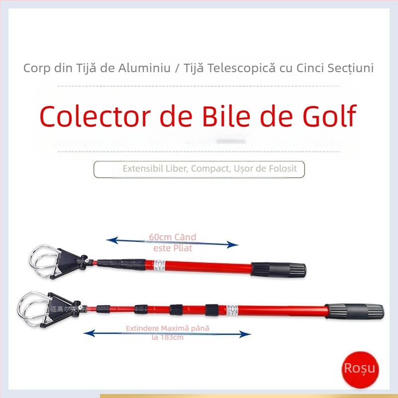 Selector de mingi de golf, selector de mingi retractabil cu cinci secțiuni, ax din aliaj de aluminiu, accesorii pentru teren de golf, 3 culori
