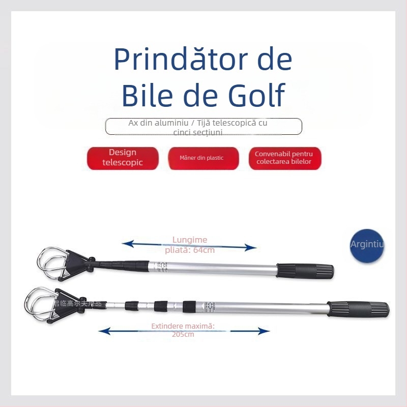 Selector de mingi de golf, selector de mingi retractabil cu cinci secțiuni, ax din aliaj de aluminiu, accesorii pentru teren de golf, 3 culori