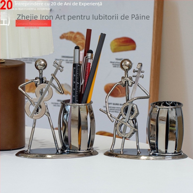 Suport pentru pixuri vintage din fier forjat pentru muzicieni, decorațiuni creative pentru casă, sufragerie, birou, în stoc en-gros