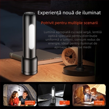 Lanternă portabilă de exterior cu rază lungă de acțiune, cu zoom telescopic, din material ABS super luminos, Philips, cu lumină puternică și lumini laterale