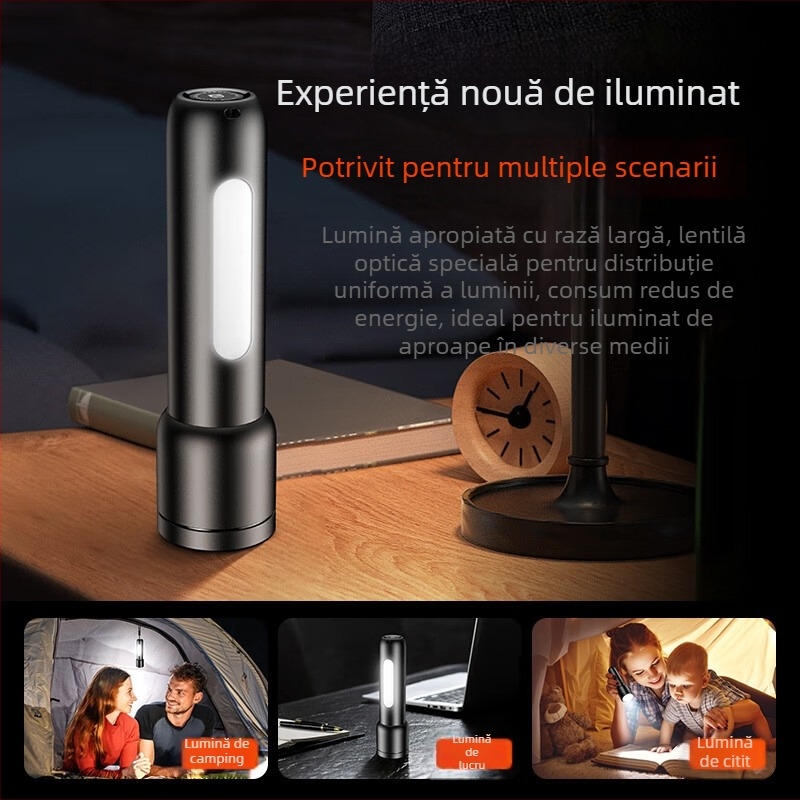 Lanternă portabilă de exterior cu rază lungă de acțiune, cu zoom telescopic, din material ABS super luminos, Philips, cu lumină puternică și lumini laterale
