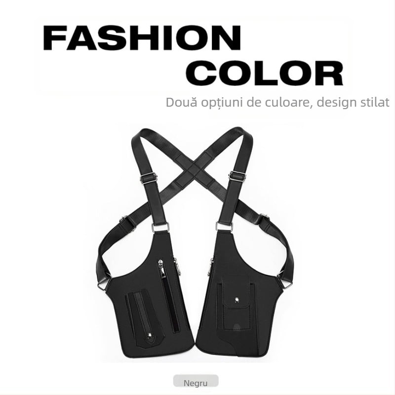 Geantă de piept tactică pentru bărbați, rucsac retro, axilă, multifuncțională, geantă de umăr, sport în aer liber, vestă, geantă de telefon mobil