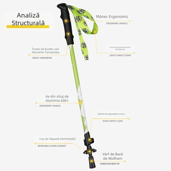 [Fabrică] Baston de pescuit pentru copii, pliabil, antiderapant, din aliaj de aluminiu, multifuncțional, pentru drumeții, dintr-o singură bucată, generație en-gros