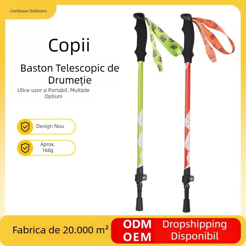 [Fabrică] Baston de pescuit pentru copii, pliabil, antiderapant, din aliaj de aluminiu, multifuncțional, pentru drumeții, dintr-o singură bucată, generație en-gros