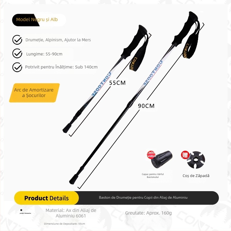 [Fabrică] Baston de pescuit pentru copii, pliabil, antiderapant, din aliaj de aluminiu, multifuncțional, pentru drumeții, dintr-o singură bucată, generație en-gros