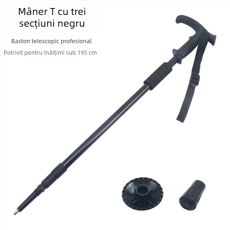 Bețe de drumeție pliabile pentru călătorii în aer liber, en-gros, cârje retractabile din trei secțiuni din aliaj de aluminiu, producători