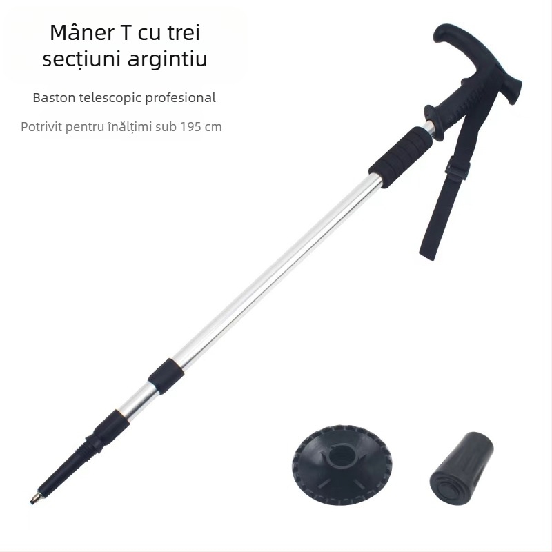Bețe de drumeție pliabile pentru călătorii în aer liber, en-gros, cârje retractabile din trei secțiuni din aliaj de aluminiu, producători