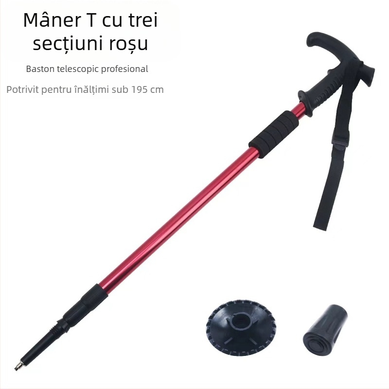 Bețe de drumeție pliabile pentru călătorii în aer liber, en-gros, cârje retractabile din trei secțiuni din aliaj de aluminiu, producători