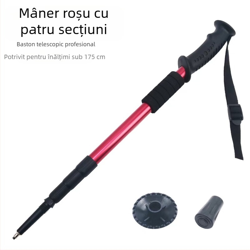 Bețe de drumeție pliabile pentru călătorii în aer liber, en-gros, cârje retractabile din trei secțiuni din aliaj de aluminiu, producători