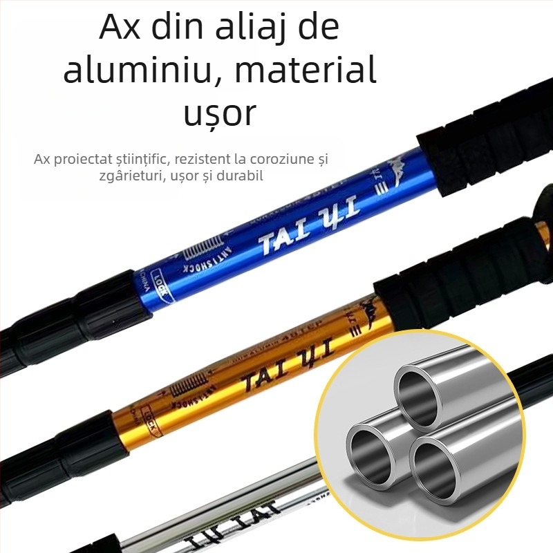 Bețe de drumeție pliabile pentru călătorii în aer liber, en-gros, cârje retractabile din trei secțiuni din aliaj de aluminiu, producători