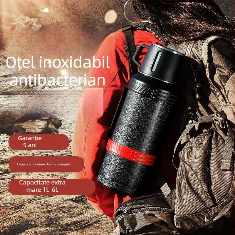 Qihu Thermos, termos de mare capacitate, 6 litri, termos portabil pentru mașină, termos pentru exterior, fierbător din oțel inoxidabil 316