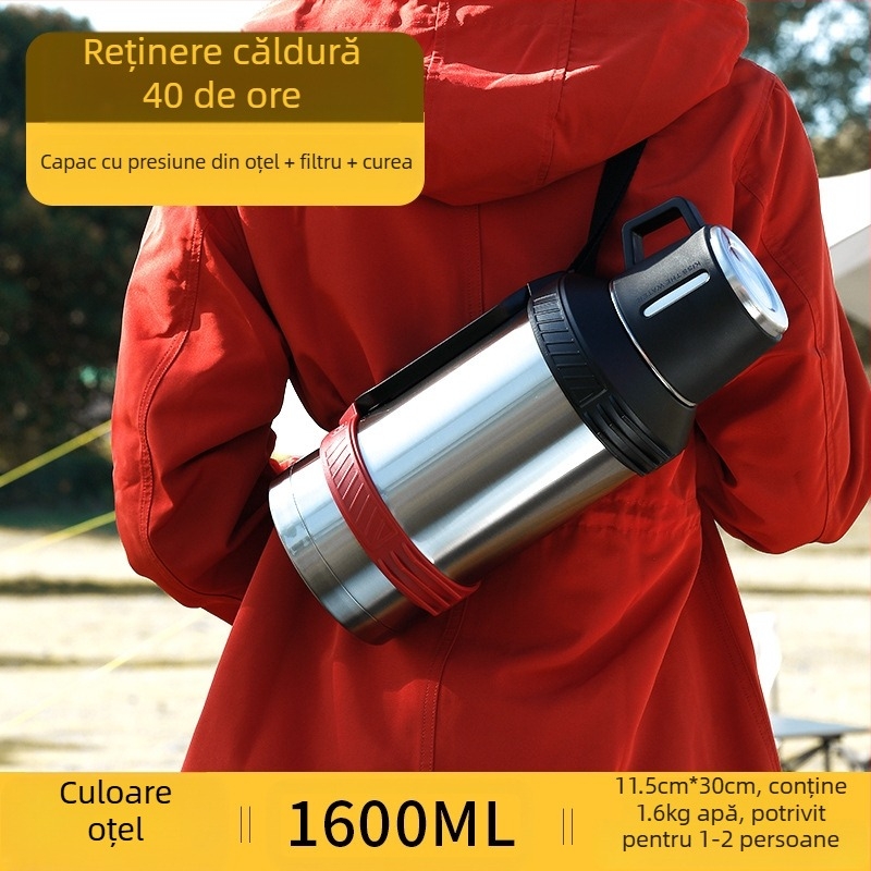 Qihu Thermos, termos de mare capacitate, 6 litri, termos portabil pentru mașină, termos pentru exterior, fierbător din oțel inoxidabil 316