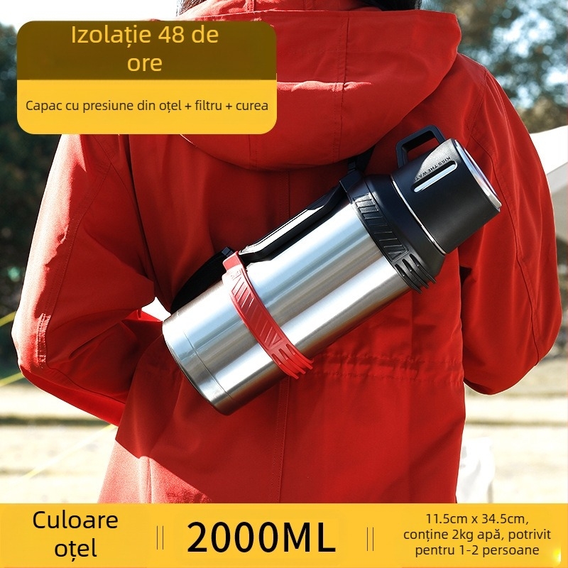 Qihu Thermos, termos de mare capacitate, 6 litri, termos portabil pentru mașină, termos pentru exterior, fierbător din oțel inoxidabil 316