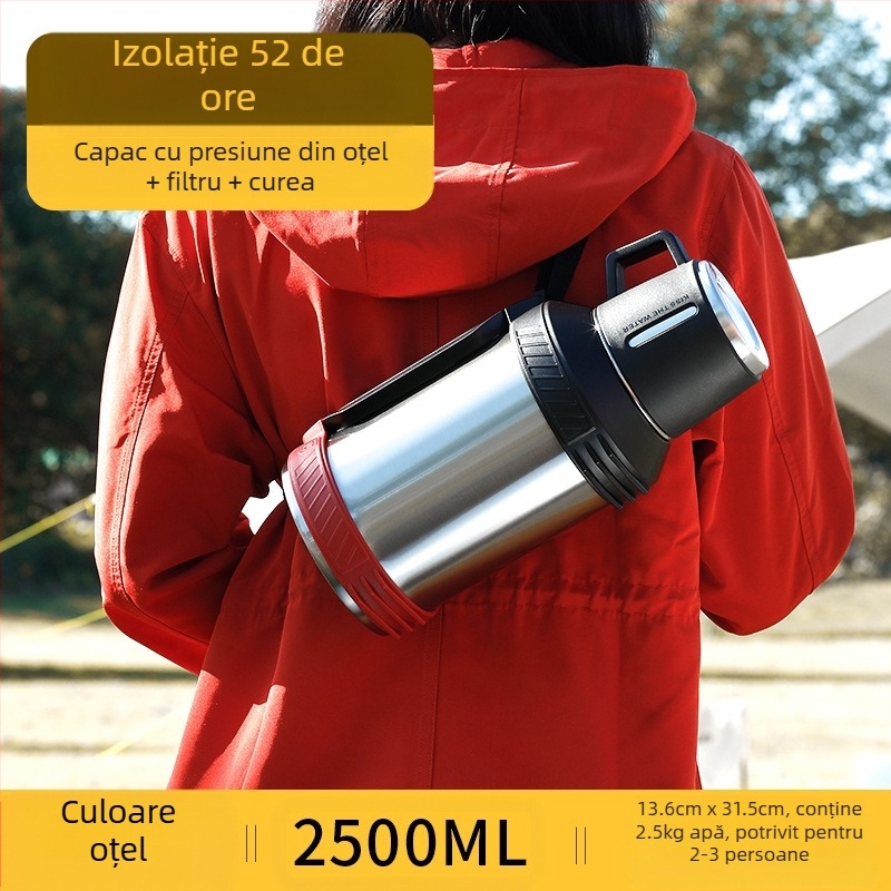 Qihu Thermos, termos de mare capacitate, 6 litri, termos portabil pentru mașină, termos pentru exterior, fierbător din oțel inoxidabil 316