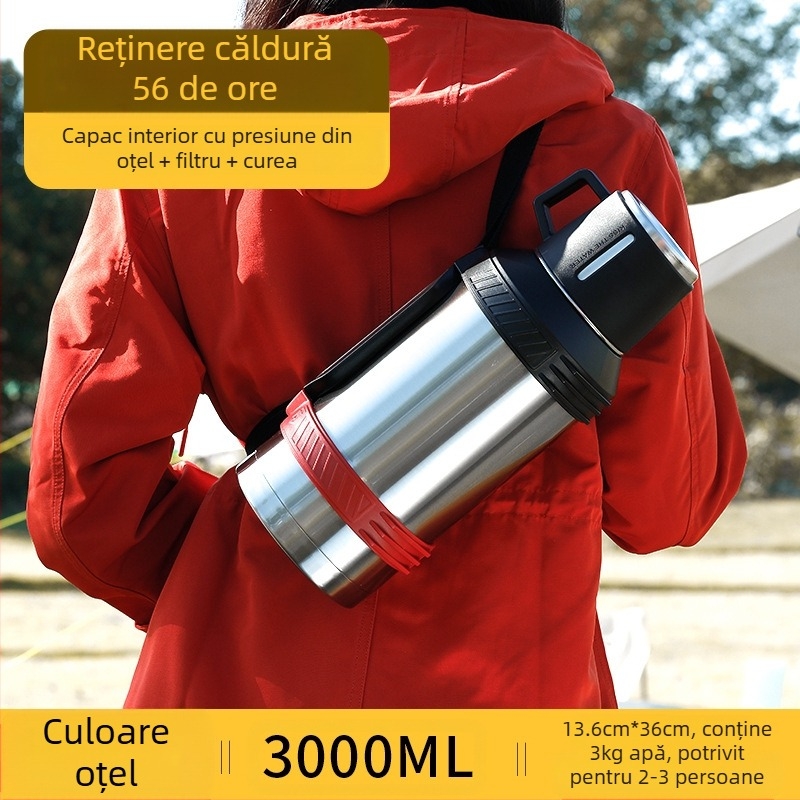 Qihu Thermos, termos de mare capacitate, 6 litri, termos portabil pentru mașină, termos pentru exterior, fierbător din oțel inoxidabil 316