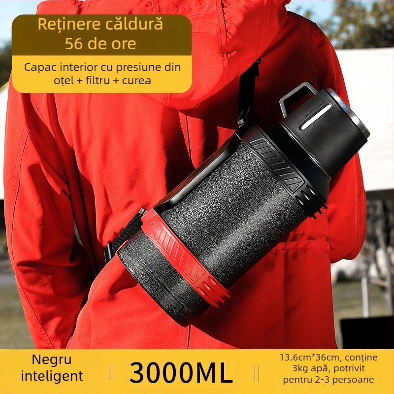 Qihu Thermos, termos de mare capacitate, 6 litri, termos portabil pentru mașină, termos pentru exterior, fierbător din oțel inoxidabil 316