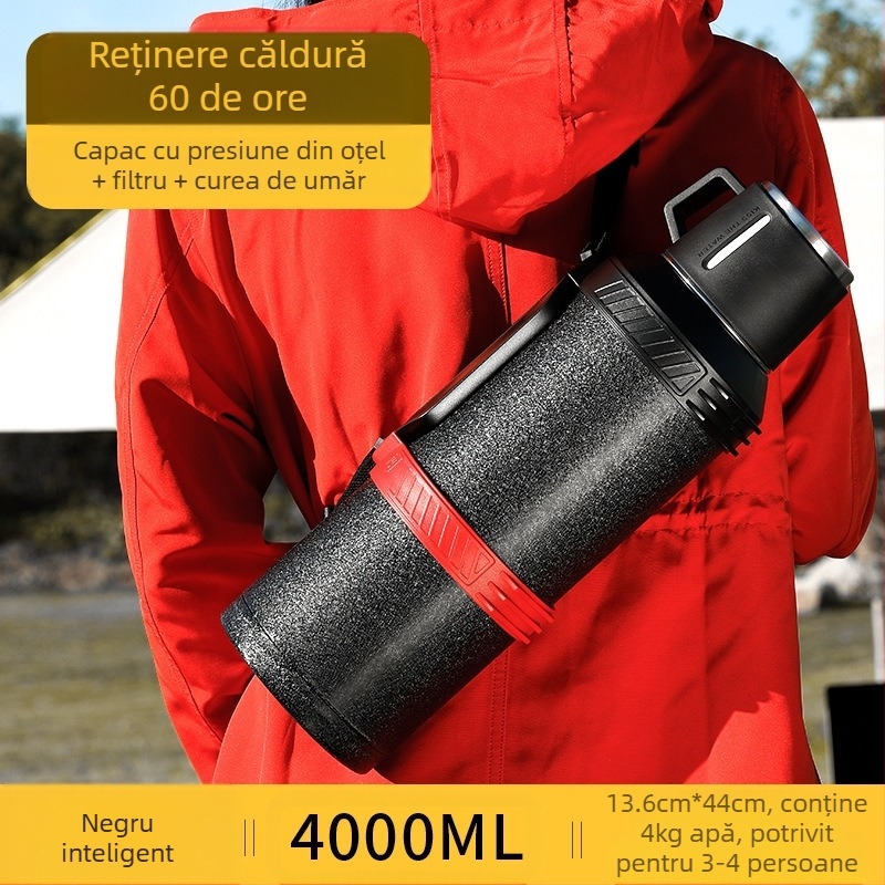 Qihu Thermos, termos de mare capacitate, 6 litri, termos portabil pentru mașină, termos pentru exterior, fierbător din oțel inoxidabil 316