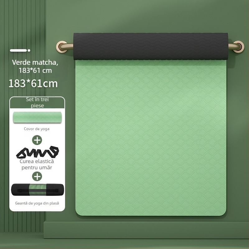 Saltea de yoga, transport gratuit, TPE, lărgită, 80 cm, pentru începători, antiderapantă, fitness, yoga, acasă, 0,6 mm, saltea de yoga