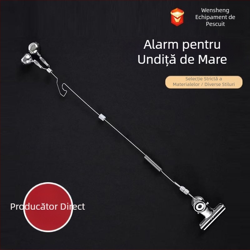 Clopot de alarmă din oțel inoxidabil, lansetă de pescuit la mare, lansetă de aruncare cu lansetă sanda, cu alarmă cu clip, memento automat offline pentru clopot de pește