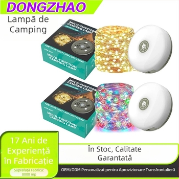 Noua lumină de camping în aer liber de la Amazon, cu bandă de măsurat, cu LED-uri colorate, în stil camping, pentru cort, pentru curte, felinar de sărbători
