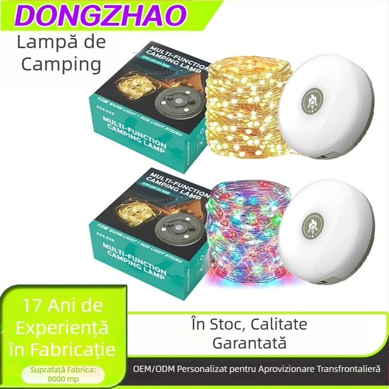 Noua lumină de camping în aer liber de la Amazon, cu bandă de măsurat, cu LED-uri colorate, în stil camping, pentru cort, pentru curte, felinar de sărbători