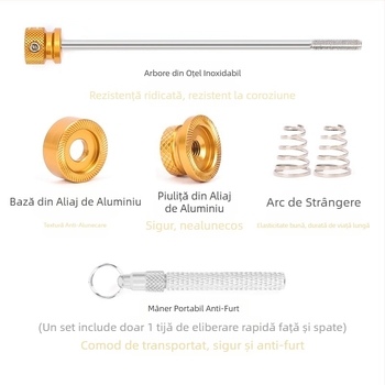 Set roți de bicicletă cu frână rapidă antifurt pentru bicicletă de munte, ax tambur cu flori, față și spate, șurub universal cu ax fix