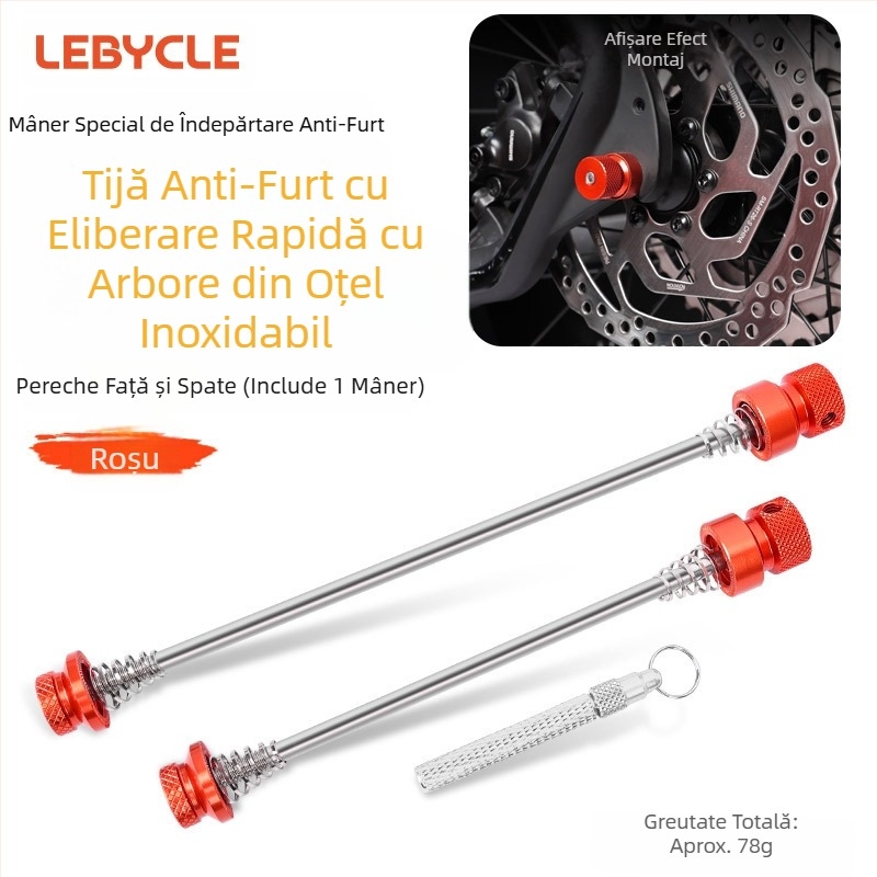 Set roți de bicicletă cu frână rapidă antifurt pentru bicicletă de munte, ax tambur cu flori, față și spate, șurub universal cu ax fix