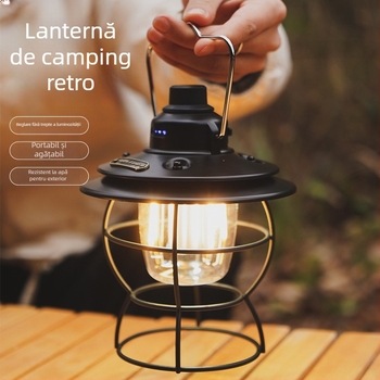 Lampă de camping retro cu cai, lampă de cort pentru exterior, lampă de tabără, lampă de atmosferă cu încărcare, lampă de camping cu LED-uri, iluminare suspendată