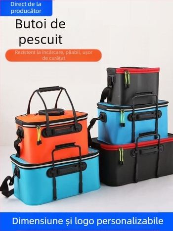 Găleată portabilă pentru pește cu capac, pompă de oxigen EVA, îngroșată, găleată pentru pescuit, cutie pliabilă pentru pește viu, portabilă, găleată pentru pescuit sălbatic