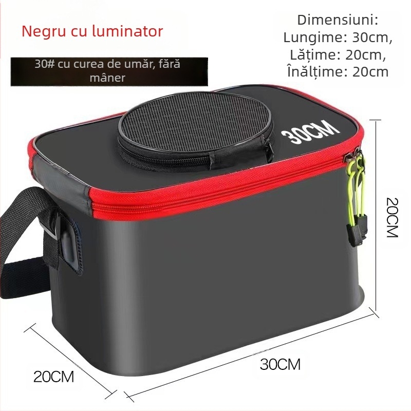 Găleată portabilă pentru pește cu capac, pompă de oxigen EVA, îngroșată, găleată pentru pescuit, cutie pliabilă pentru pește viu, portabilă, găleată pentru pescuit sălbatic