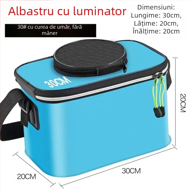 Găleată portabilă pentru pește cu capac, pompă de oxigen EVA, îngroșată, găleată pentru pescuit, cutie pliabilă pentru pește viu, portabilă, găleată pentru pescuit sălbatic