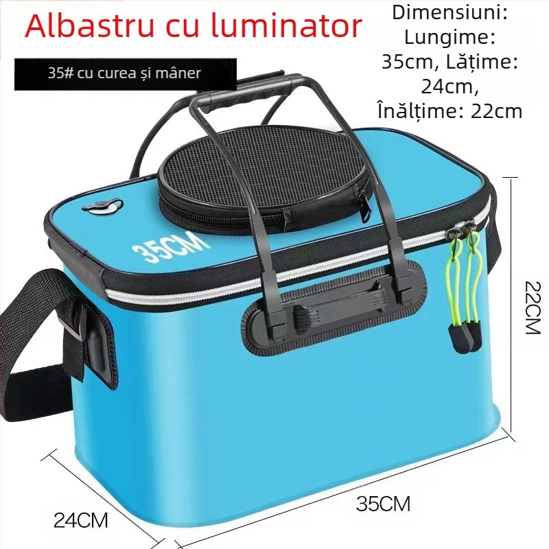 Găleată portabilă pentru pește cu capac, pompă de oxigen EVA, îngroșată, găleată pentru pescuit, cutie pliabilă pentru pește viu, portabilă, găleată pentru pescuit sălbatic