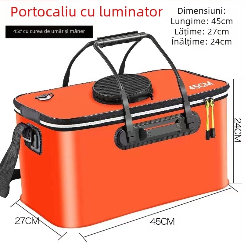 Găleată portabilă pentru pește cu capac, pompă de oxigen EVA, îngroșată, găleată pentru pescuit, cutie pliabilă pentru pește viu, portabilă, găleată pentru pescuit sălbatic