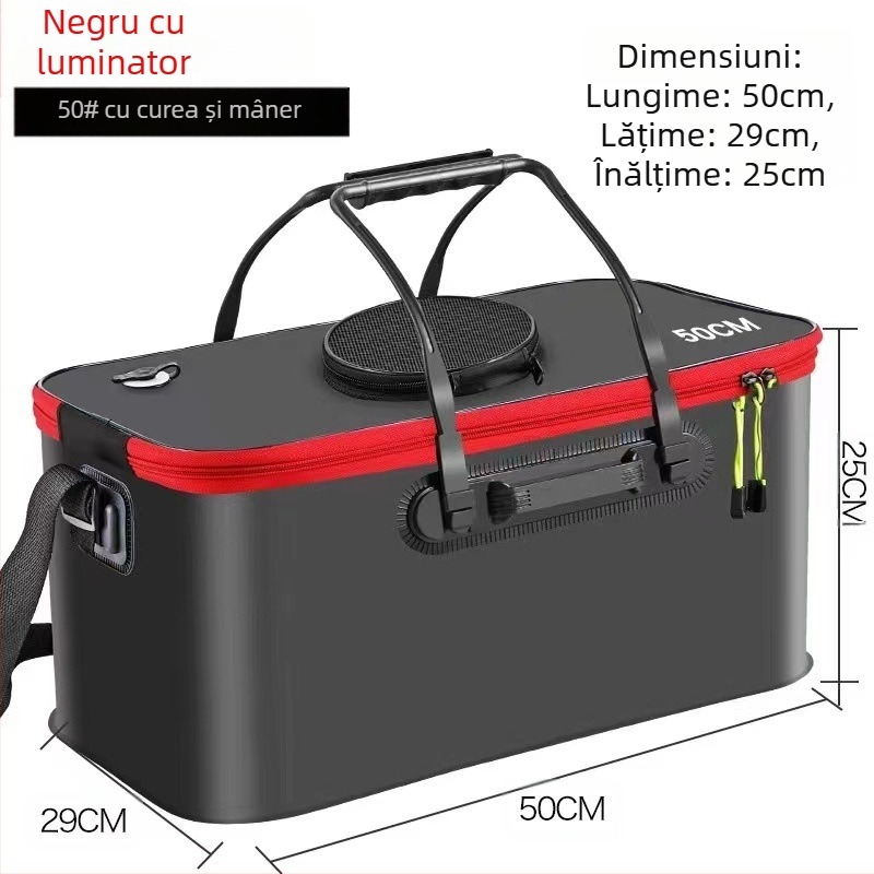 Găleată portabilă pentru pește cu capac, pompă de oxigen EVA, îngroșată, găleată pentru pescuit, cutie pliabilă pentru pește viu, portabilă, găleată pentru pescuit sălbatic