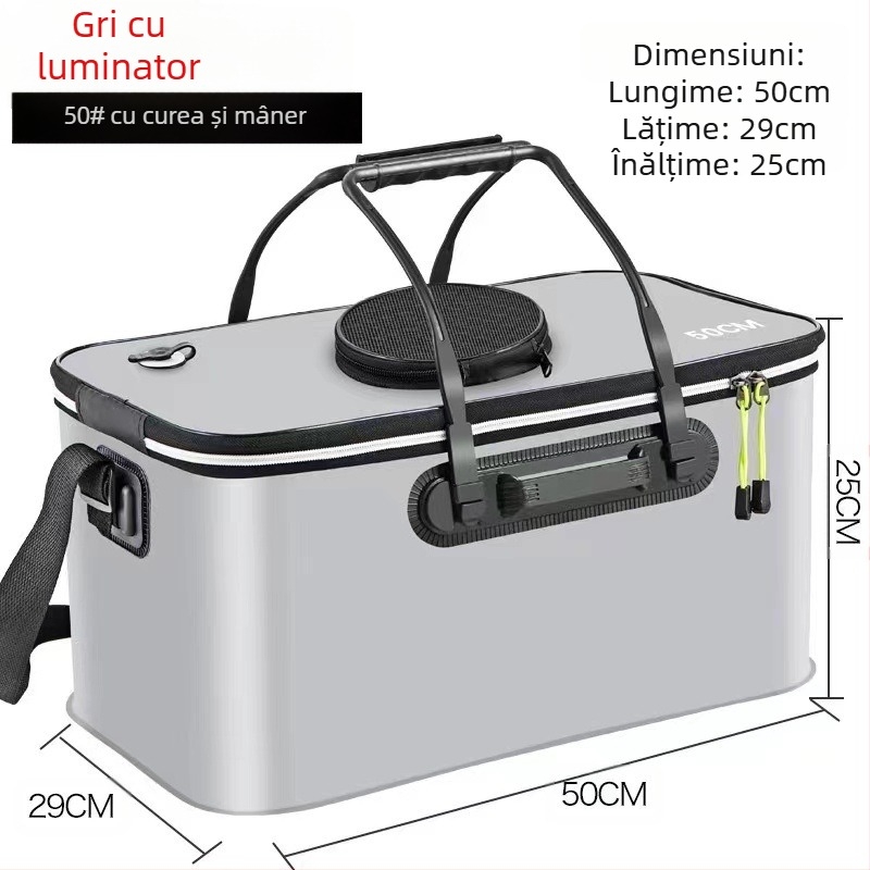 Găleată portabilă pentru pește cu capac, pompă de oxigen EVA, îngroșată, găleată pentru pescuit, cutie pliabilă pentru pește viu, portabilă, găleată pentru pescuit sălbatic